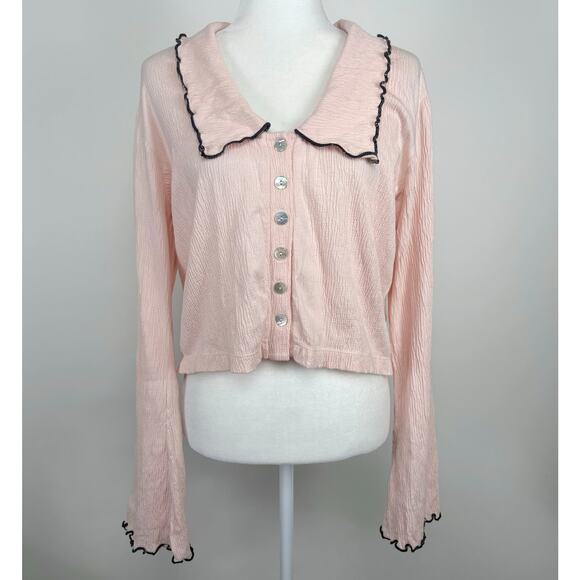 Nation LTD Daisy Collared Top in Pink Size Large - Picture 1 of 10
